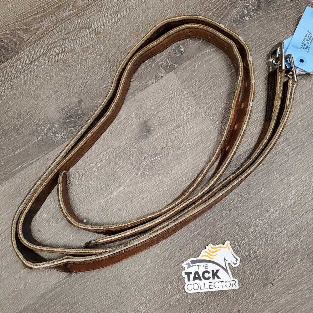 Pr Double Thick Nylon Lined Stirrup Leathers *fair, rubs, stiff, scrapes, older, UNDONE side stitching