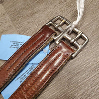 Pr Double Thick Nylon Lined Stirrup Leathers *fair, rubs, stiff, scrapes, older, UNDONE side stitching
