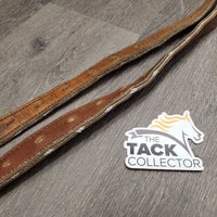 Pr Double Thick Nylon Lined Stirrup Leathers *fair, rubs, stiff, scrapes, older, UNDONE side stitching
