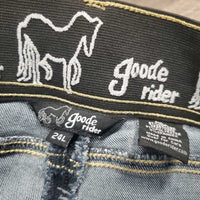 BROKEN ZIPPER! Full Seat Denim Breeches *fair, stains, puckers, seam puckers
