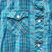 JUNIORS LS Western Shirt, snaps *gc, curled edges & collar ends, crinkles
