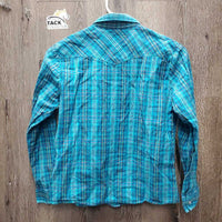 JUNIORS LS Western Shirt, snaps *gc, curled edges & collar ends, crinkles
