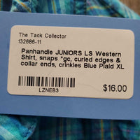 JUNIORS LS Western Shirt, snaps *gc, curled edges & collar ends, crinkles
