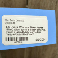 LS Lycra Western Show Jacket - Shirt, wide cuffs & collar, bling *xc, v.mnr stained?dirty cuff edges
