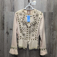 Leather & Cotton Jacket, bling *vgc, mnr dirt?stains
