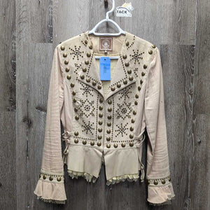 Leather & Cotton Jacket, bling *vgc, mnr dirt?stains