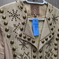 Leather & Cotton Jacket, bling *vgc, mnr dirt?stains
