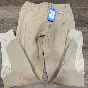 Side Zip Euroseat Breeches *fair, older, seam puckers, seat & legs: v.puckered, discolored & stains, pilly knees
