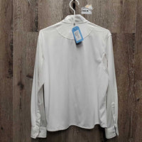 LS Show Sun Shirt, 1/4 Zip Up, attached snap collar, mesh sleeves *gc, clean, v.mnr stains, seam puckers
