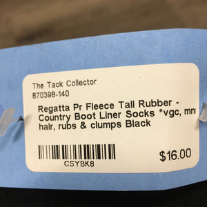 Pr Fleece Tall Rubber - Country Boot Liner Socks *vgc, mnr hair, rubs & clumps