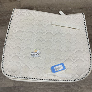Quilt Dressage Saddle Pad, 1x piping *vgc, clean, stains, mnr hair, ripped melted billet strap, cracked plastic