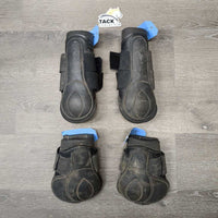 Hvy Closed Front & Hind Boots, velcro *v.dirty, faded, scratches, smell, older
