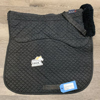 Sheepskin Quilt Dressage Saddle Pad *gc, dirt, hairy, faded, pilly, clumpy fleece. v. hairy velro