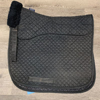 Sheepskin Quilt Dressage Saddle Pad *gc, dirt, hairy, faded, pilly, clumpy fleece. v. hairy velro