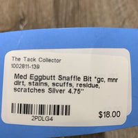 Med Eggbutt Snaffle Bit *gc, mnr dirt, stains, scuffs, residue, scratches