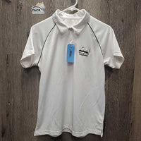 SS Polo Shirt "RMSJ", 1/4 Button Up *gc, mnr stains, pits
