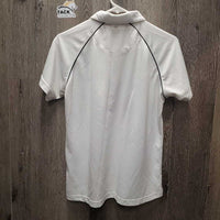 SS Polo Shirt "RMSJ", 1/4 Button Up *gc, mnr stains, pits
