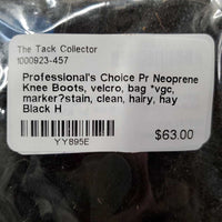 Pr Neoprene Knee Boots, velcro, bag *vgc, marker?stain, clean, hairy, hay
