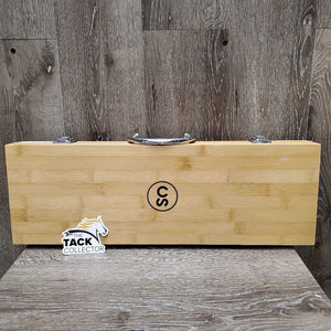 5 pc BBQ Set: *ONLY 4 pcs: tongs, knife, brush, fork, box *new, NO Flipper, curled lining
