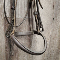 Bridle *mismatched, v.loose keepers, stiff, dry, scraped edges, xholes, mnr dirt
