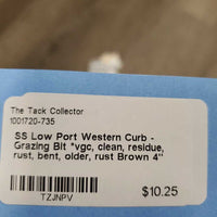 SS Low Port Western Curb - Grazing Bit *vgc, clean, residue, rust, bent, older, rust
