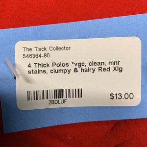 4 Thick Polos *vgc, clean, mnr stains, clumpy & hairy