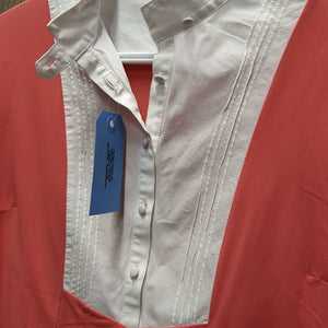 SS Show Shirt, 1/2 Button Up, attached button collar *vgc, mnr creased/folded pleats, mnr undone seam stitching & hole?/repair