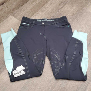 Full Sticky Seat Breeches *vgc, clean, snags, faded, older, curled waist, peeled bling