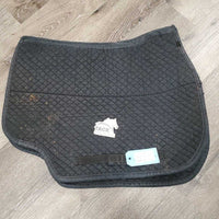 Double Back Quilt Fleece Dressage Saddle Pad *gc, v. clumpy, faded, bleach spots, pills, threads, cut tabs, sm binding tears
