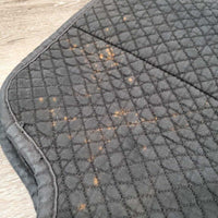 Double Back Quilt Fleece Dressage Saddle Pad *gc, v. clumpy, faded, bleach spots, pills, threads, cut tabs, sm binding tears
