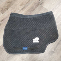 Double Back Quilt Fleece Dressage Saddle Pad *gc, v. clumpy, faded, bleach spots, pills, threads, cut tabs, sm binding tears
