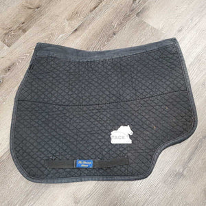 Double Back Quilt Fleece Dressage Saddle Pad *gc, v. clumpy, faded, bleach spots, pills, threads, cut tabs, sm binding tears