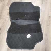 Double Back Quilt Fleece Dressage Saddle Pad *gc, v. clumpy, faded, bleach spots, pills, threads, cut tabs, sm binding tears
