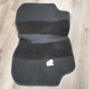 Double Back Quilt Fleece Dressage Saddle Pad *gc, v. clumpy, faded, bleach spots, pills, threads, cut tabs, sm binding tears