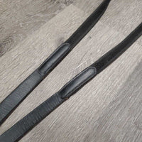 Narrow Rubber Web Reins, Finger stoppers - notches *gc, dirty, film, dirt jockie/residue, edge rubs & scrapes
