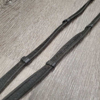 Narrow Rubber Web Reins, Finger stoppers - notches *gc, dirty, film, dirt jockie/residue, edge rubs & scrapes
