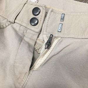 Euroseat Breeches *BROKEN Zipper, older, shrunk?seam puckers, pilly, puckers, knee stains, older, dingy
