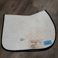 Quilt Jumper Saddle Pad, 1x piping, embroidered *gc, dirty, stained, hairy, mnr binding rubs
