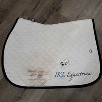 Quilt Jumper Saddle Pad, 1x piping, embroidered *gc, dirty, stained, hairy, mnr binding rubs
