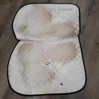 Quilt Jumper Saddle Pad, 1x piping, embroidered *gc, dirty, stained, hairy, mnr binding rubs
