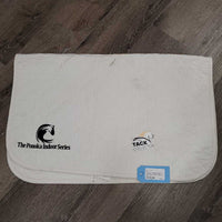 Quilt Baby Saddle Pad, embroidered "Ponoka Indoor Series" *gc, stained, hair, puckered, pills
