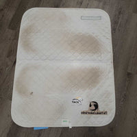 Quilt Baby Saddle Pad, embroidered "Ponoka Indoor Series" *gc, stained, hair, pills, rubs, threads
