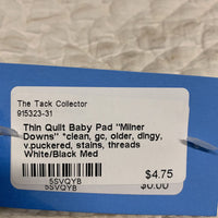 Thin Quilt Baby Saddle Pad "Milner Downs" *clean, gc, older, dingy, v.puckered, stains, threads
