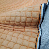 Quilt Dressage Saddle Pad *gc, v. faded, stained, rubbed pilly binding, cut tabs, threads
