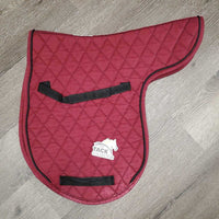 Quilt Fitted Dressage Saddle Pad, 1x piping *gc, stained, mnr hair, fading, rubbed torn binding
