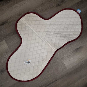 Quilt Fitted Dressage Saddle Pad, 1x piping *gc, stained, mnr hair, fading, rubbed torn binding