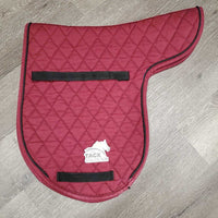 Quilt Fitted Dressage Saddle Pad, 1x piping *gc, stained, mnr hair, sm hole in binding
