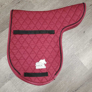 Quilt Fitted Dressage Saddle Pad, 1x piping *gc, stained, mnr hair, sm hole in binding