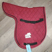 Quilt Fitted Dressage Saddle Pad, 1x piping *gc, stained, mnr hair, sm hole in binding
