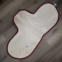 Quilt Fitted Dressage Saddle Pad, 1x piping *gc, stained, mnr hair, sm hole in binding
